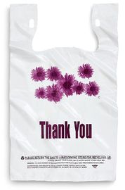자주색 꽃은 당신을 플라스틱 쇼핑 백 - 500 PC/케이스, 백색 색깔, LDPE 물자 감사합니다