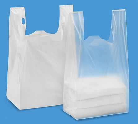 t-셔츠 쇼핑 백 13 mic. 1000/case, 인쇄, HDPE 물자를 가진 WHITE 색깔