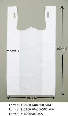 t-셔츠 쇼핑 백 13 mic. 1000/case, 인쇄, HDPE 물자를 가진 WHITE 색깔